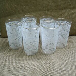 Vintage Anchor Hocking Chantilly Lace 22K Rim Glass Set of 6